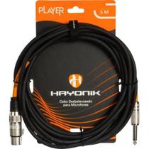 Cabo Para Microfone Hayonik Player XLR Fêmea x P10 5m Preto Cabo Para Microfone Hayonik Player XLR Fêmea x P10 5m Preto