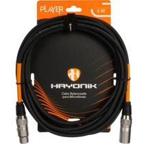 Cabo Para Microfone Hayonik Player XLR Fêmea x XLR Macho 5m Preto Cabo Para Microfone Hayonik Player XLR Fêmea x XLR Macho 5m Preto