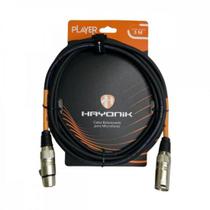Cabo Para Microfone Player XLR(F) x XLR(M) 3m Preto Hayonik