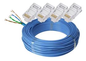 Cabo para rede lan azul internet cat5e - 30 metros + 4 rj45