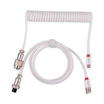 Cabo para Teclado Coiled Fortrek Helix - Até 1.8m - Conector Aviator - Design Espiral - Branco
