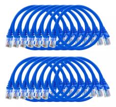 Cabo Patch Cord Cat6 - 50cm Azul- kit 24 unidades