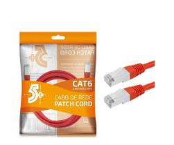 Cabo patch cord cat6e ftp vermelho 2 metros