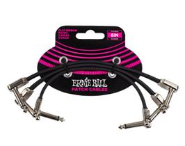 Cabo Patch Ernie Ball Flat Ribbon 15cm - Pacote com 3 Unidades (Preto)