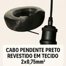 Cabo Pendente Preto Revestido em Tecido 2x0,75mm² - 5 Metros