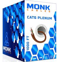Cabo Plenum MONK CABLES CAT6 1000 pés UTP 23AWG 550 MHz marrom
