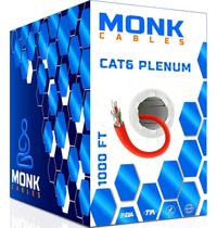 Cabo Plenum MONK CABLES CAT6 1000 pés UTP 23AWG 550 MHz Vermelho