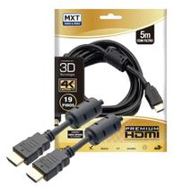 Cabo Premium HDMI 2.0 -- 4K Ultra HD -- Compatível c/ 3D -- 5 metros c/ filtro -- MXT
