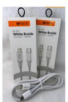 Cabo premium USB-C para Lightning Branco Trançado - Hrebos CB-307i