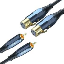 Cabo Profissional Choseal 2 XLR femêa para 2 RCA banhado 2m