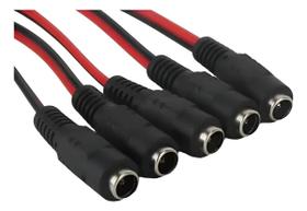 Cabo rabicho jack j4 2,1 x 5,5mm cftv c/ 30cm - kit 10pçs