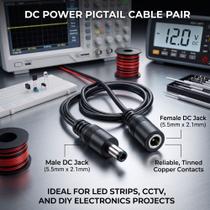 Cabo Rabicho P4 Macho E Fêmea Plug Conector Cftv Câmera 12v Chicote Energia Dc Reforçado