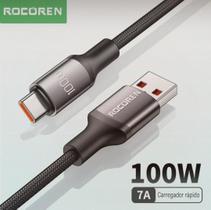 Cabo Rápido Usb Tipo C Turbo 100W 7.3A 6A Dados 480 Mbps 1,M