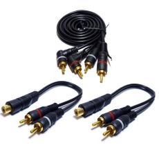 Cabo Rca 1 Metro Mono Blindagem Com 2 Cabos Y 2M 1F Para Modulo Amplifcador Banhado a Ouro