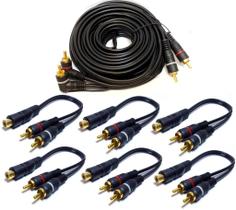 Cabo RCA 5 Metro com Remoto e 6 Cabos Y 2M 1F Injetado Preto Cabo RCA 5 Metro com Remoto e 6 Cabos Y 2M 1F Injetado Preto