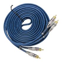 Cabo RCA 5 Metros Blindado Prime Plug Banhado Metal Blue Som Automotivo Stereo