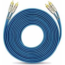 Cabo RCA 5 Metros Dupla Blindagem Cobre 5m Blindado 5mm Azul Cabo RCA 5 Metros Dupla Blindagem Cobre 5m Blindado 5mm Azul