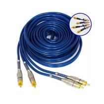 Cabo Rca 5 Metros Dupla Blindagem Cobre 5m Blindado Azul 5mm - Tech One