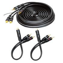 Cabo Rca 5 Metros Reforçado Plugs Banhados a Ouro Com 2 Cabos Y 2M 1F Para Modulo Amplificador Mono Blindagem