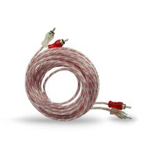 Cabo RCA Automotivo 5 Metros 5m Banhado a Ouro Injetado Cobre Vermelho e Transparente Prata Tech One