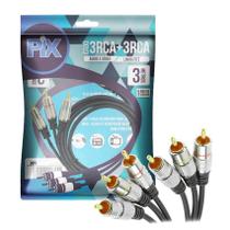 Cabo rca av audio e video fitz 3 + 3 rca plug metal 3 metros Cabo rca av audio e video fitz 3 + 3 rca plug metal 3 metros