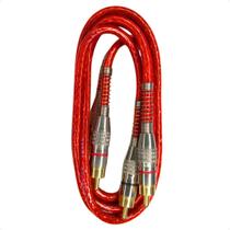 Cabo RCA Blindado 1 Metro para Som Automotivo Profissional Ponta Banhada a Ouro Puro Cobre