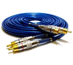 Cabo Rca Blindado 5 Metros Azul Dupla Blindagem 5mm Para Módulos Amplificadores alta voltagem Cabo Rca Blindado 5 Metros Azul Dupla Blindagem 5mm Para Módulos Amplificadores alta voltagem