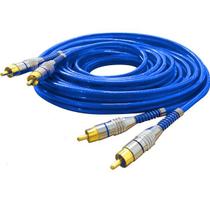 Cabo RCA Blindado 5 metros PRIME Azul Dupla Blindagem