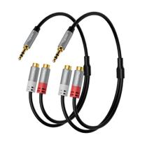 Cabo RCA de 3,5 mm a 2 Togconn Áudio estéreo banhado a ouro 24k Cabo RCA de 3,5 mm a 2 Togconn Áudio estéreo banhado a ouro 24k