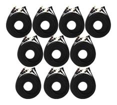 Cabo RCA De 5 Metros Preto Pacote com 10 Unidades