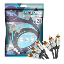 Cabo rca fitz - 3 + 3 rca plug metal - 2 metros