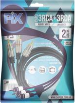 Cabo RCA Fitz 3 + 3 RCA Plug Metal 2 Metros Pix