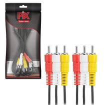 Cabo Rca Metal 3x3 Rca 1,8 Metros Video Cassete Dvd Tv Cabo Rca Metal 3x3 Rca 1,8 Metros Video Cassete Dvd Tv