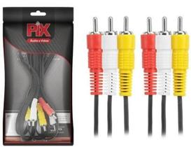 Cabo rca niquel - 3 + 3 rca - 1.8m - primeira linha