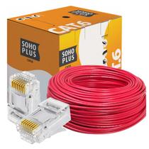 Cabo Rede 100m Furukawa Soho Plus Cat6 Vermelho +30 Conector Cabo Rede 100m Furukawa Soho Plus Cat6 Vermelho +30 Conector