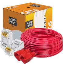 Cabo Rede 50m Furukawa Soho Plus Cat6 Vermelho + 20 Capas e 20 conectores