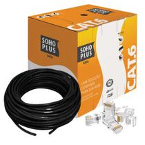 Cabo Rede Cat6 50 Metros Preto Furukawa SohoPlus 20 Conec. Cabo Rede Cat6 50 Metros Preto Furukawa SohoPlus 20 Conec.
