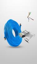 Cabo Rede Cat6 UTP 50m Conectores RJ45 Blindados Azul