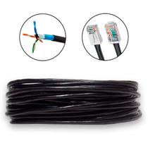 Cabo Rede Cobre Puro 15 Metros 15m CAT6 Preto Área Externa Dupla Capa Blindado F UTP LAN CMX 23AWG