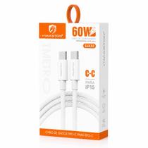 Cabo SJX32 USBC para USBC 60W Revestido Trançado Branco Cabo SJX32 USBC para USBC 60W Revestido Trançado Branco