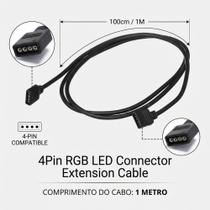 Cabo Splitter Led 4 Pinos 1 Metro Padrao RGB 12v Prolongador Para Iluminacao Quarto E Sala