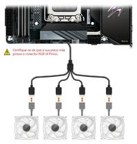 Cabo Splitter Led Fan 1x4 4 Pinos 30cm Divisor Extensor Placa Mae Gabinete Cooler Ventoinha Gamer 12v