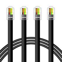 Cabo telefônico NECABLES RJ9 4P4C macho para macho 15 pés preto x2