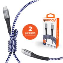 Cabo Tipo C Geonav Kevlar 2 metros USB C para USB C, Carregamento Rápido 2.0 UCC05K