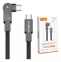 Cabo Tipo-C para Tipo-C 60W Turbo PD 1m A'Gold Original Pro Conector 180 com LED Revestimento Trançado
