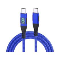 Cabo Tipo C Para USB C De 60W 100W, Trançado Em Nylon, Carregamento Rápido Com Display LED Para