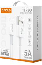 Cabo Tipo C Turbo 1 Metro Carregamento Rapido Alpha Gold Cb-70