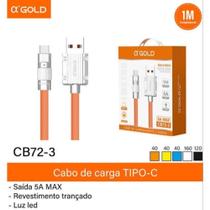 Cabo Tipo C Turbo 5A A'Gold CB72-3 Carregamento Rápido Reforçado Alumínio 1m USB-C