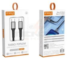 Cabo Tipo C Turbo 60W 1 Metro Android e compativel IOS A'gold CB-76 Cabo Tipo C Turbo 60W 1 Metro Android e compativel IOS A'gold CB-76