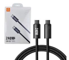Cabo Tipo C USB-C 240W 48V 5A Turbo 480 mbps para Mac Notebook Celular 1 Metro A'Gold CB-53 Cabo Tipo C USB-C 240W 48V 5A Turbo 480 mbps para Mac Notebook Celular 1 Metro A'Gold CB-53